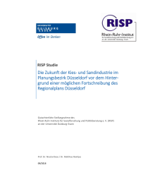Cover: RISP Studie Die Zukunft der Kies- und Sandindustrie im Planungsbezirk Düsseldorf vor dem Hinter- grund einer möglichen Fortschreibung des Regionalplans Düsseldorf